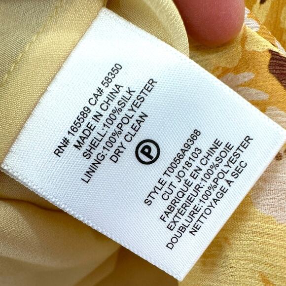 NWT Joie Brigitta Amber Gold Floral Blouson-Sleeve Blouse Size Large - Picture 9 of 11
